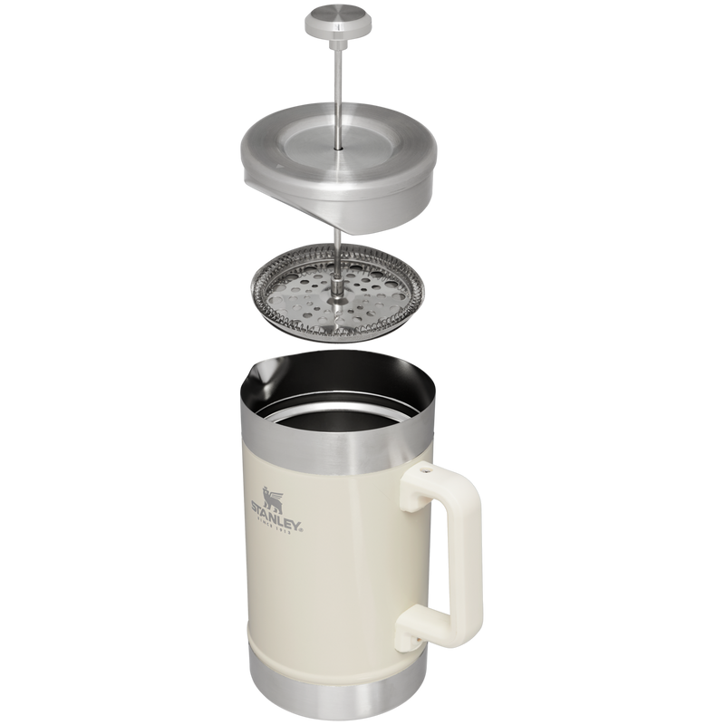 Stanley 1913 Classic Stay Hot French Press 1.4L dans Cream Gloss | Coupe transversale Afficher