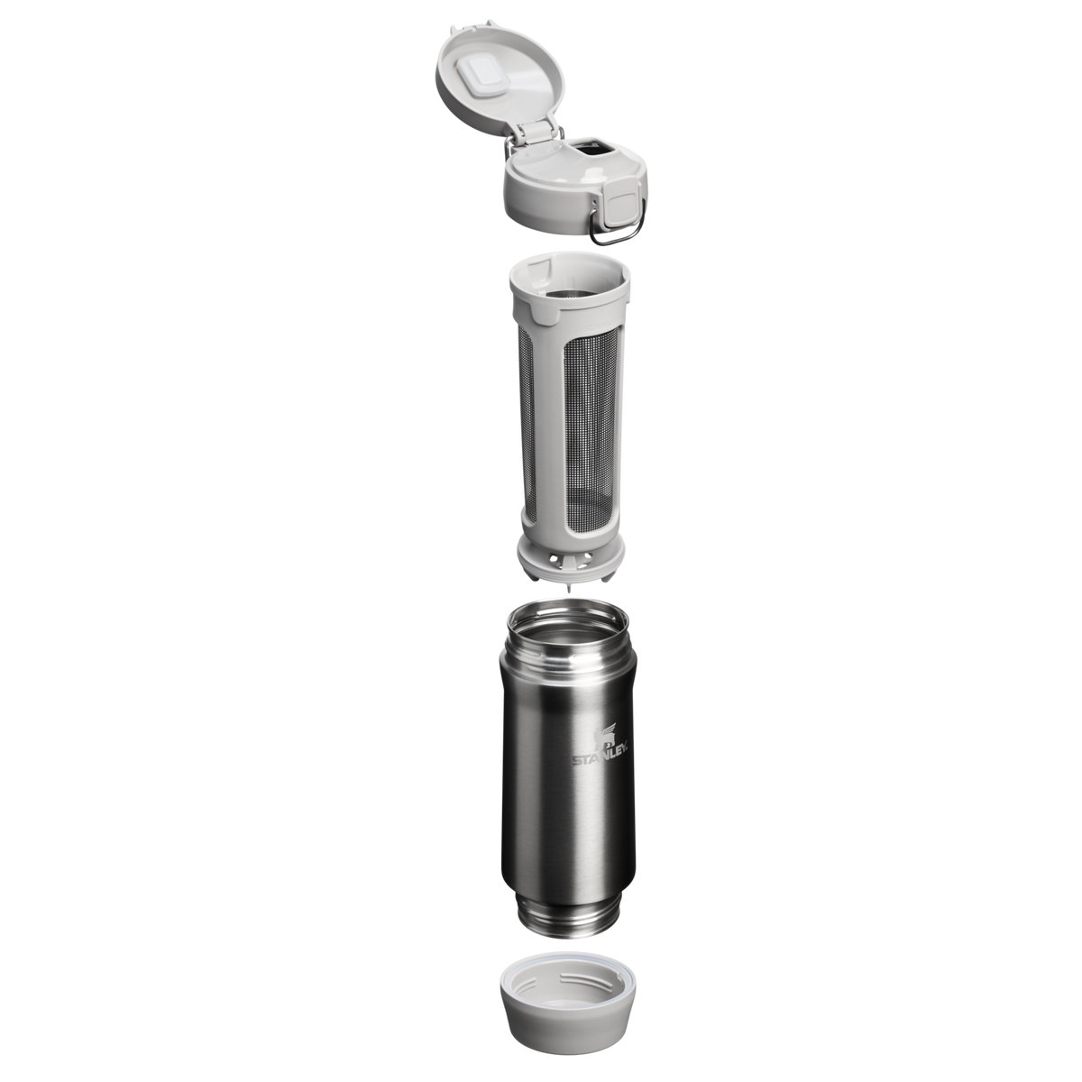 Stanley 1913 Mate Sift & Store 1L en Stainless Steel Ash | Sección transversal Ver