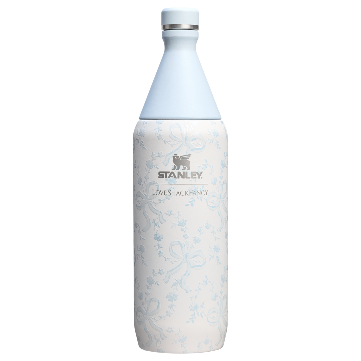 Stanley 1913 Stanley 1913 x LoveShackFancy All Day Slim Bottle 1L w Coquette Bow - Winter Ice | Przód Zobacz