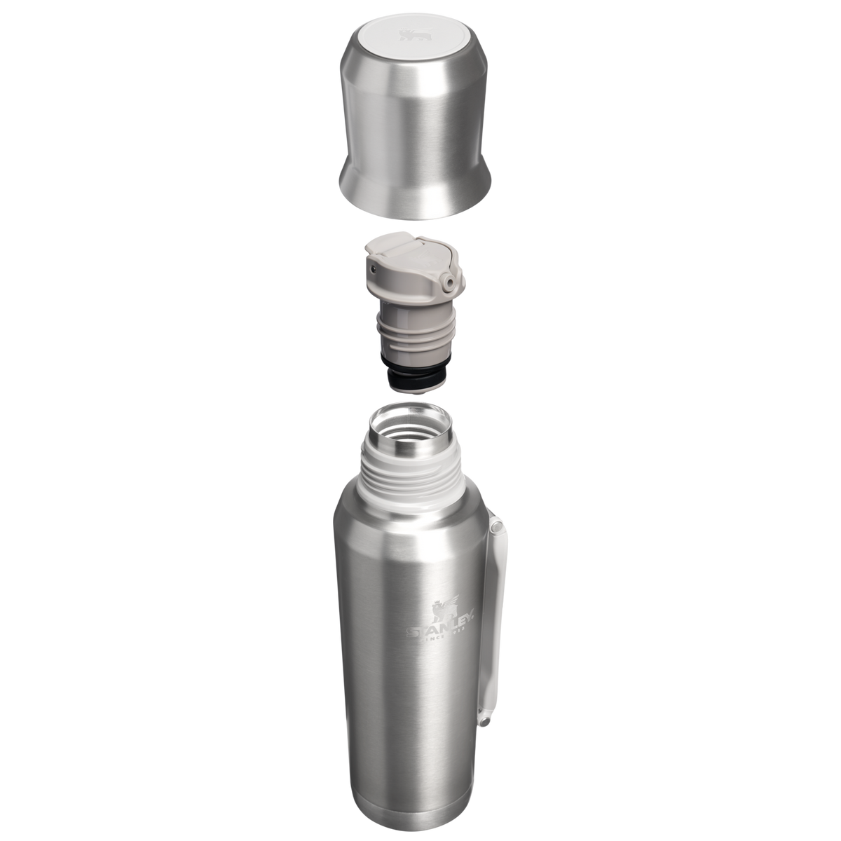 Stanley 1913 Ideal Mate Bottle 1.2L in Stainless Steel Ash | Sezione trasversale Visualizza