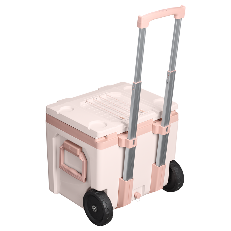 Stanley 1913 Cold-For-Days Wheeled Outdoor Cooler 47.3L en Rose Quartz | Detrás Ver