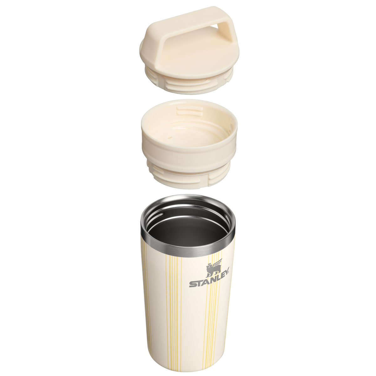 Stanley 1913 Café-To-Go Travel Mug 0.35L in Cream Picnic Stripe | Cross Section View