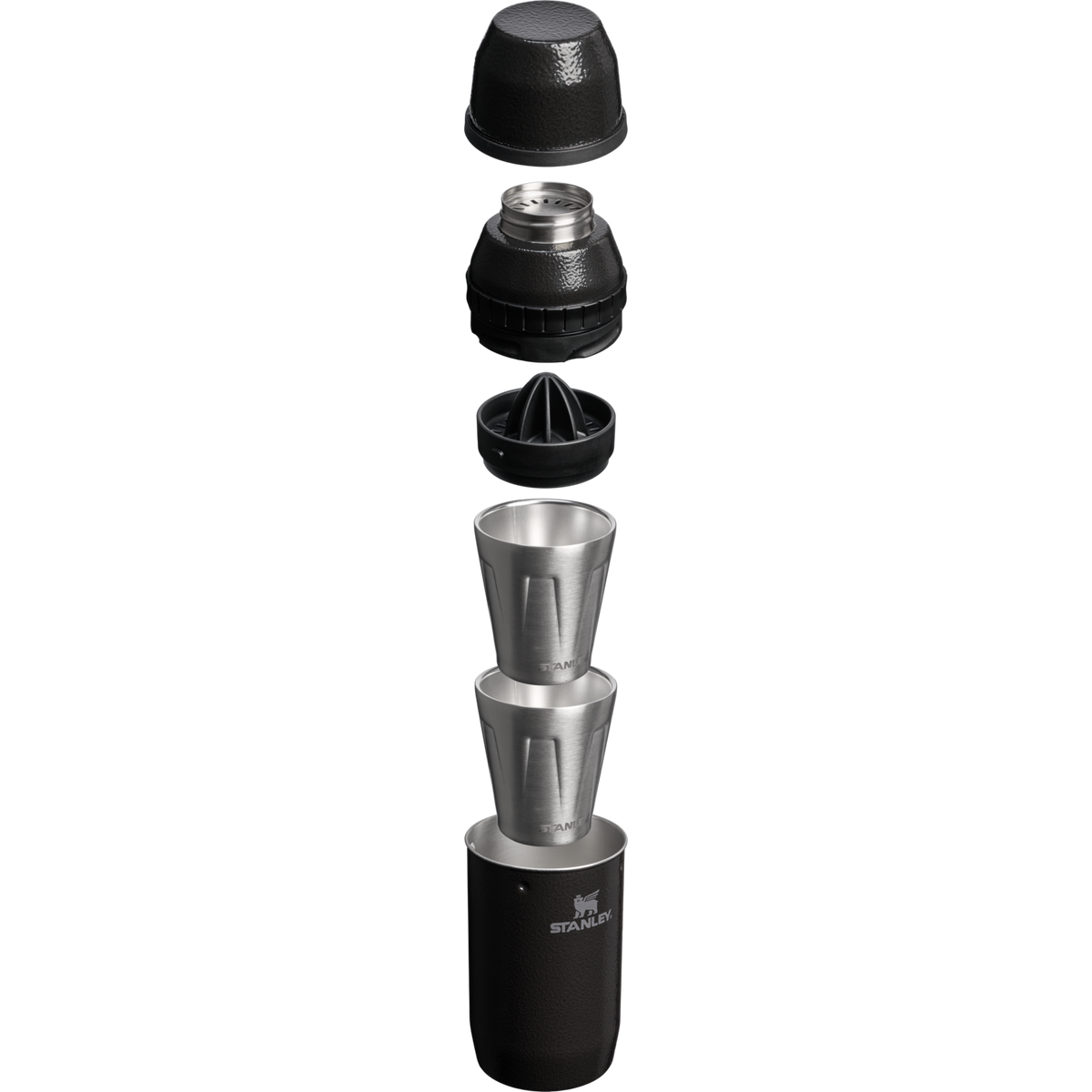 Stanley 1913 Adventure Happy Hour Cocktail Shaker Set in Hammertone Black | Cross Section View