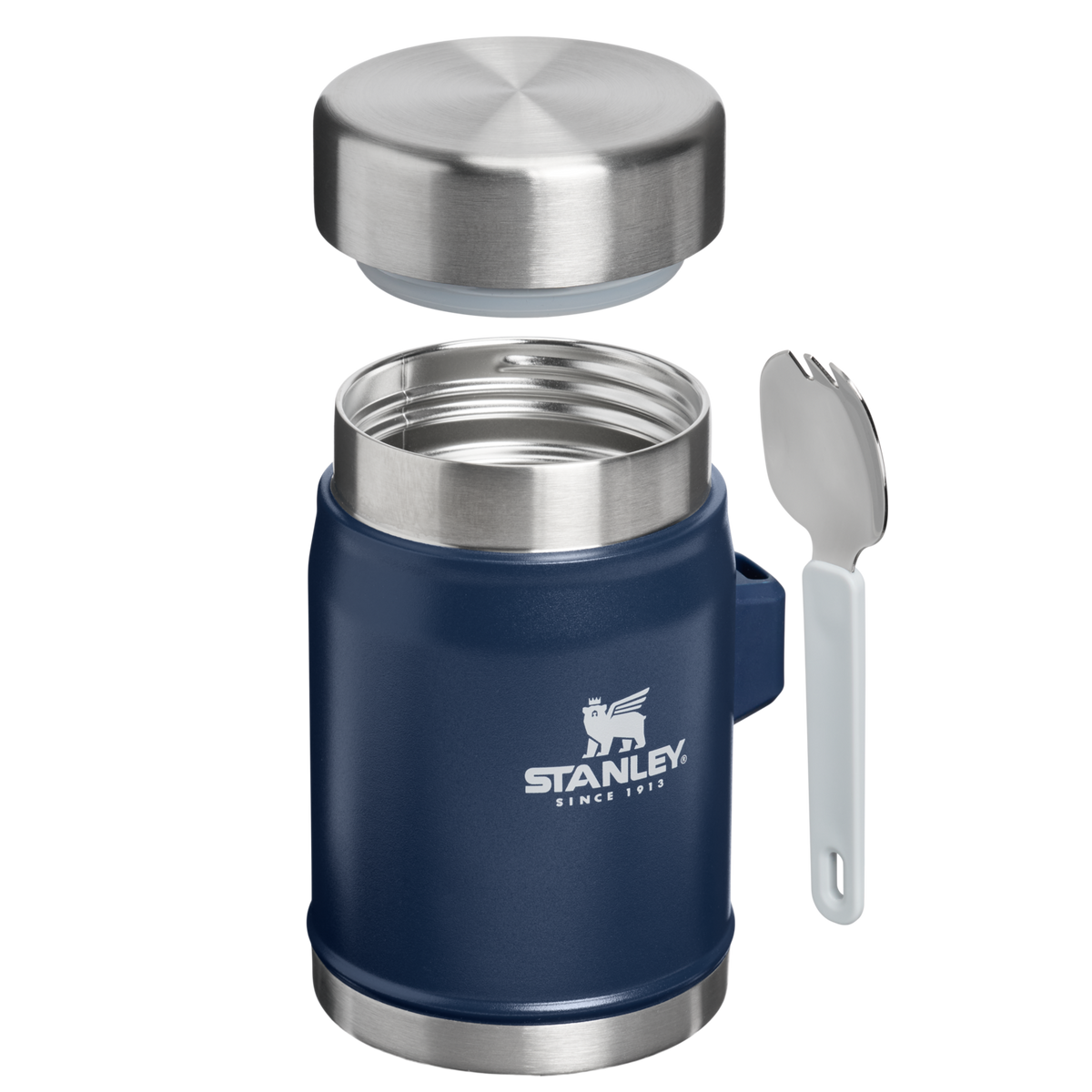 Stanley 1913 Legendary Food Jar + Spork 0.4L in Dark Navy | Cross Section View