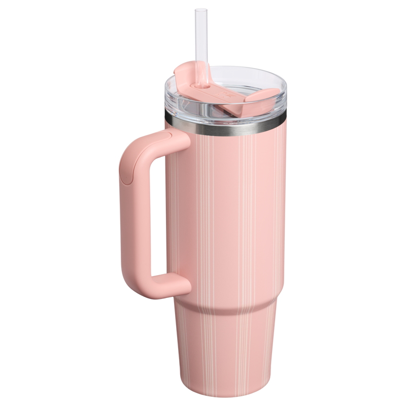 Stanley 1913 Quencher® H2.0 FlowState™ Tumbler 0.89L en Peach Rose Picnic Stripe | Detrás Ver